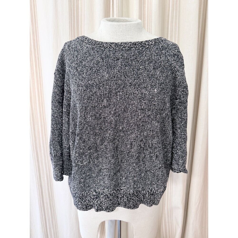 Free People Black White Marled Knit Open Back Sweater Size XS